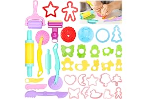 DOITEM Ton und Knete Werkzeuge mit Modellen und Formen, spielen Knete Zubehör Kunststoff Knete Formen Ausstecher Tiere Formen, sortierte Farbe, 29 PCS