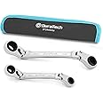 DURATECH 4-in-1 Flex-Head Reversible Ratcheting Box Wrench Set, Metric, 2-Piece, 8mm to 19mm, 12 Point, CR-V, with Rolling Pouch