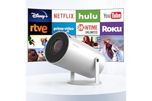 【Android 11.0】 HIPPUS Mini Videoprojecteur 4K, Projecteur Video avec Retournement à 180°, Retroprojecteur Portable WiFi 5G/2.4G Bluetooth, Auto Keystone Vidéoprojecteur Home Cinéma, Argenté