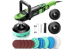 Ginour Car Polisher for Car Detailing, 1200W Car Buffer Polisher Machine 6 Variable Speed with LED Display, 2 Backing Plates, Polishing pads, Sandpapers, D Handle