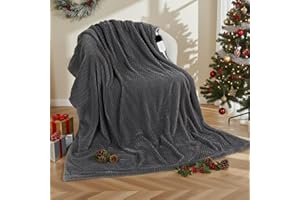 CURECURE Manta Eléctrica Térmica de Franela con Patrón de Olas 130*180cm, Manta Eléctrica Grande con 6 Niveles de Calor y Apagado Automático 1-10H, Calefactora Lavable a Máquina para Sofá Cama Oficina (Gris)