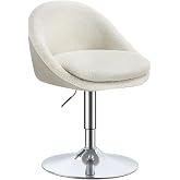 VASAGLE Adjustable Chair, Vanity Stool with Back and Base | LJB100W01 LJB100W01 Swivel Office Chair, Bar Stool, Steel, Dining