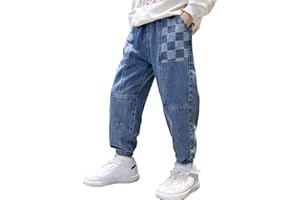 MEILONGER Baggy Jeans Ragazzi Bambini Elastici con Vita Stretch Moda Denim Pantaloni Taglie 8, 10-12, 14-16