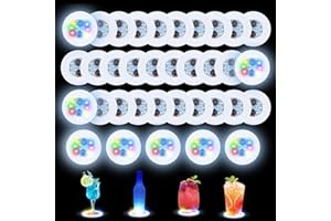 Gotrain 35 sottobicchieri colorati a LED adesivi, super luminosi, lampada a LED per bottiglie con 6 perline a LED, sottobicchieri per bar, birra, bevande, per feste, club, compleanni, decorazioni per
