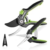 WORKPRO 2-Piece Pruning Shears, Curved and Straight Steel Blade | 210 mm / 190 mm Garden Shears with Safety Lock - Gardening