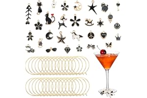 Silars Colgantes Copas Vino de Colorido, 30pzs Identificador de Copas Adornos para Copas de Vino, con Bolsa de Almacenamiento para Copas de Champán, Copas de Cóctel, Copas de Beber