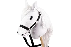 SKIPPI Hobby Horse Blanc, Tête de Cheval à Chevaucher A3, Licol et Rênes Inclus, Hobby Horse Realiste, Lipizzan, Cheval Baton a Chevaucher