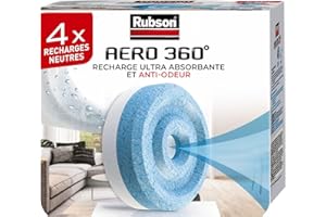 Rubson AERO 360° Recharges en tabs neutres pour absorbeur d'humidité, recharges pour déshumidificateurs ultra absorbantes et anti odeur, 4 recharges de 450 g pour déshumidificateur d'air