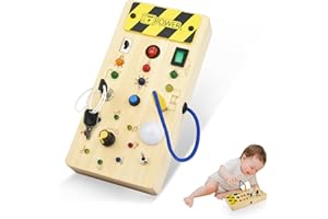 Tiazhan Montessori Busy Board, Busy Board attività Montessori da 1 Anno con Interruttore a LED, Giocattolo Educativo Sensoriale per Neonati, Ragazzi, Ragazze e Bambini Piccoli da 1, 2, 3, 4 Anni