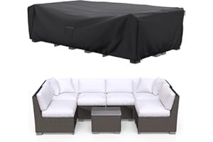 BROSYDA Housses de Meubles de Jardin 270x180x90cm, 600D Oxford Fabric Rectangular Patio Furniture Set Covers with Air Vent, Waterproof, Windproof, Anti-UV, Tear-Resistant