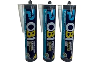 ATP Consumables OB1 PlumbersPal Hybrid Sealant & Adhesive - Waterproof 290ml - Bathroom Silicone Sealant Flexible, Paintable, Contact Adhesive - 3 Tubes