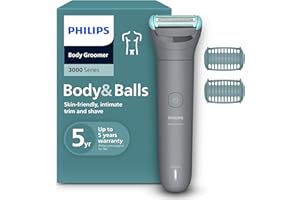 Philips Afeitadora Corporal series 3000 - Depiladora Masculina con sistema de protección, Recorta y depila zonas íntimas, Afeitado suave y apurado, 100% impermeable, 80 min. de autonomía, BG3480/15.
