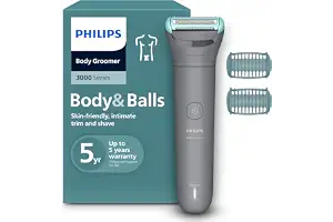 Philips Afeitadora Corporal series 3000 - Depiladora Masculina con sistema de protección, Recorta y depila zonas íntimas, Afeitado suave y apurado, 100% impermeable, 80 min. de autonomía, BG3480/15.