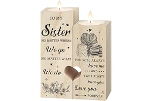 Niyewsor Christmas Sister Gifts from Sister, Heart Shaped Candle Holders Gifts for Sisters, Personalized Candle Gifts for Women Sister, Valentines Mothers Day Birthday Wedding Presents for Sister