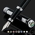 Scriveiner Black Green Fountain Pen - Stunning Luxury Pen with Chrome Finish, Schmidt Nib (Fine), Best Pen Gift Set for Men & Women, Professional, Executive, Office, Nice Pens