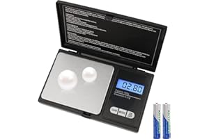 KEWUZY Taschenwaage, 500g / 0,01g Digitalwaage Grammwaage Feinwaage Goldwaage Münzwaage mit Tara Funktion 6 Wiegeeinheiten und LCD-Anzeige Digitalwaage Mit Batterien