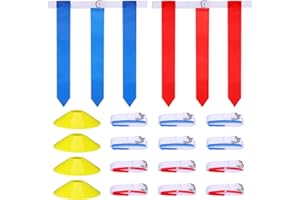 BESPORTBLE Flag Football Set Schule Flaggen-Fußballgürtel-Set: 12 Spieler-Fußballgürtel mit Flaggen 3 Flaggen Pro Gürtel Plus 4 Fußball-Trainingszubehör 16-Tlg Set Flag Football