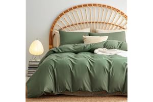 Lanqinglv Sage Green Duvet Cover Set Double Bed Plain Bedding Set 120g Microfiber Breathable Quilt Duver Cover with Zipper Closure and 2 Pillowcases 50x75cm