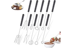 Ancuioyz 10 Stück Edelstahl Schokolade Tauchgabel, Pralinenbesteck Tauchgabel Pralinenbesteck Schokolade Gabel Set, DIY Backen für handgemachte Pralinen, Frucht-Schokoladen-Dip-Gabel