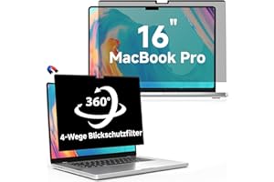 ‎LUSA DESIGN LUSA DESIGN 360° Magnetic Privacy Filter for MacBook Pro 16 Inch (2021-2024, M1/M2/M3/M4), Removable Anti-Glare Blue Light Privacy Film, 4-Way Privacy Film for Privacy Screen