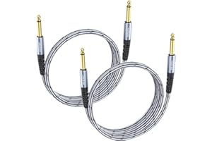 JOLGOO Cavo strumento per chitarra 1/4 di pollice, 1M, 2 pezzi. Per chitarra elettrica, basso, tastiera, mixer, amplificatore, altoparlante, mandolino elettrico