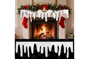 Kuvarix 3 Piezas Alfombra de Nieve Artificial, Falsa Nieve Artificial de Fibra Algodón como Nieve Esponjosa Manta de Nieve Interior 120 × 36 cm para Adornos Pueblo Chimenea, Alféizar de la Ventana