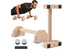 GXPJYCFOB Parallettes Bars, Wooden Push Up Bars with Non-Slip Handles, Calisthenics Bars for Handstands, Dips, Strength Training, Portable Parallel Bars for Home Gym, CrossFit, Bodyweight Workouts