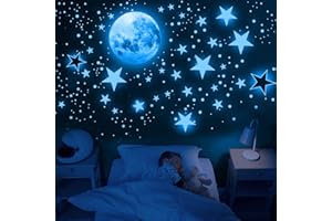 Tarklanda 1109 Pièces Autocollants Lumineux Lumineuses Stickers Murals Stickers Muraux Enfants Lune Etoiles Phosphorescente Autocollant Mural Bebe Garcon Fille Enfant Chambres Plafond Décoration