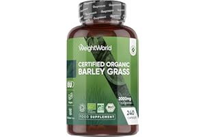WEIGHTWORLD Organic Barley Grass Powder Capsules 2000mg - 240 Capsules - 2 Months Supply - Good Source of Vitamin A, C, K & B - Vegan & Gluten-Free - Barley Grass Juice Powder Pills for Men & Women