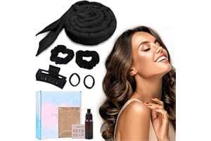 LNMYIC Lockenwickler Ohne Hitze, Neu Rutschfest Heatless Curls, über Nacht mit Stirnband Große Locken DIY Band Frisurenset,für langes mittleres Haar (schwarz, 1 set)