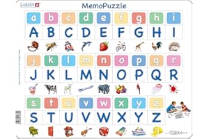 Larsen GP426 MemoPuzzle Alphabet Deutsch – 52 Teile, Lernspiel ab 4 Jahren, Groß‑ & Kleinbuchstaben Lernen, ABC Puzzle mit Quiz‑Effekt, stabiles Tablett, Made in Norway