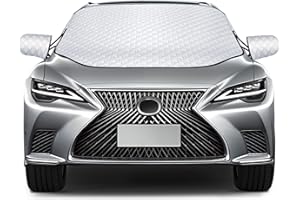 QcoQce Car Windscreen Cover, Magnetic Snow Cover, Windshield Cover with Side Wing Mirror Cover, Frost Guard for Cars(145×118cm)