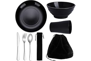 Kyraton Camping Utensils - Mess Kit for Travel, Picnic, Outdoor, Gear Include Knife, Spoon, Fork Cutlery Set, Cup, Bowl, Plate, Camping Essentials for 1