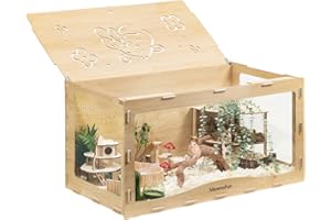 MEWOOFUN MEWOOFUN Duża drewniana klatka dla chomika syryjskiego - klatki dla chomika 100 x 50 x 50 cm przezroczysta klatka dla małych zwierząt (bez przednich drzwi)