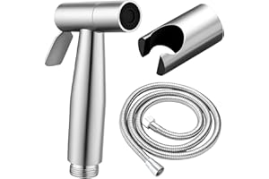 BODESHIS Toilet Sprayer, Handheld Bidet Sprayer 3-Piece Set with Stainless Steel Spray Gun, 1.5 Meter Hose and Drilling Holder, for Personal Hygiene, Pet Bathing, Toilet Cleaning and Plant Watering
