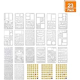 Ruicaifu 26 Stück Journal Schablonen Set - DIY Malvorlagen Für Bullet Journal & Scrapbooking