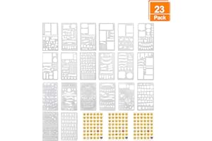 Lynlon Zeichenschablonen, 20 Stück und 144 Aufkleber für Journaling, Filofaxing, Scrapbooking, Kartenbasteln und für Kunst-Projekte, Tagebuch Schablonen