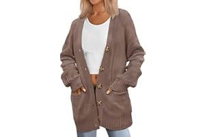 Zeagoo Cárdigan de Punto para Mujer Cardigan de Manga Larga con Cuello en V y Botones Chaqueta de Punto Grueso Casual Otoño Invierno