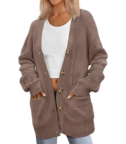 JIANGZ Gilet Femme,Décontracté Col En V Noir Cardigan Coupe Cintrée Cardigan Basique Confortable À Manches Longues Manteau Tricoté Ouvert Devant Pull Veste Vêtements D'Extérieur Pour Femmes, M