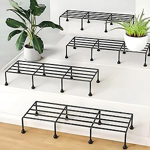 WonderStand TITAN Plant Stands (Set of 4) Plant Stand for Balcony Rust proof Metal Plant Stand for Living Room with 7 Layer Coating (Rectangle Black)