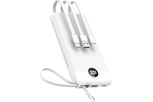 ‎VEEKTOMX Zewnętrzna bateria z wbudowanymi kablami, zewnętrzna ładowarka VEEKTOMX 10000 mAh, 5 wyjść i wyświetlacz LED zewnętrzna ładowarka do iPhone'a/iPada/Galaxy i innych inteligentnych urządzeń