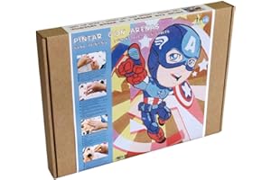 Arenart | Lámina Héroes América 30x40cm | para Pintar con Arenas de Colores | Manualidades para Niños | Dibujo Infantil | Pintar por números | +6 años