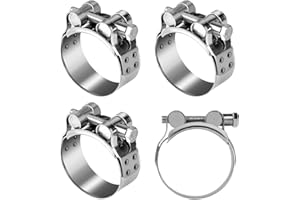 EFUTURETIME 4pcs Abrazaderas de Manguera de Acero Inoxidable 48-51 mm, 22 mm de Ancho, Abrazaderas de Perno, Clips de Ductos para Tubo de Escape de Motocicleta, Tubos
