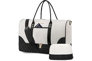 LOVEVOOK Torba podróżna damska, torba weekendowa, 4-czarny i beżowy, 35L