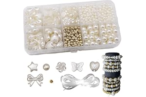 Nurila 760 Pieces Beads for Bracelets, Bracelets, DIY Beads Set, 8 Shapes Beads for Jewellery Making, Beads with Threading Beads Parties and Holidays Craft Sets for Adults and Children