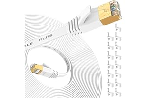 Folishine Kabel Ethernet 10 m, szybki kabel internetowy Cat7 z pozłacanym złączem RJ45, ekranowanym kablem LAN do przełącznika sieciowego, szybszym niż Cat5/Cat5e/Cat6-biały