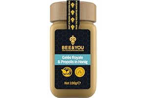 ‎BEE & YOU Bee&You Gelee Royale&Propolis in Honig,100% natürlich, ohne Zusatzstoffe,Roher Honig,fairer Handel,natürliche&kontrollierte Zutaten,33 Auszeichnungen, 12 Zertifikate