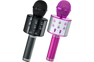 Wowstar Wireless Microphone, Karaoke Bluetooth Microphone for Kids Adults, Portable Toy Karaoke Mic Speaker Machine, Home KTV Player Support Android & iOS Devices for Party Singing (Black & Purple)
