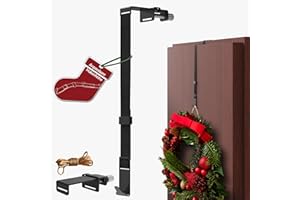 4smile Gancio per porta di casa – Supporto per corona porta esterna nero – Gancio per fissaggio di decorazione della porta