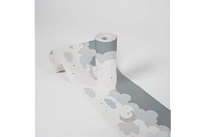 Lovely Kids Bordi Adesivi Per Pareti Dreamy Sky 5.00 m x 0.155 m Grigio Blu Bianco Prodotto in Germania da A.S. Création 403744